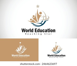 world education logo creative design concept reaching star book reading success teamwork