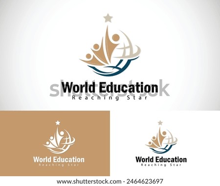 world education logo creative design concept reaching star book reading success teamwork