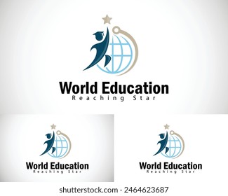 world education logo creative reaching star design concept globe technology