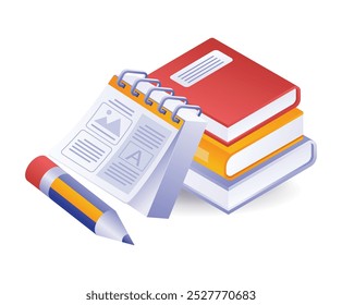 World education notebook illustration isometric concept