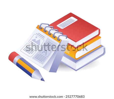 World education notebook illustration isometric concept