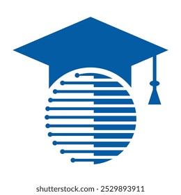 Icono gráfico del Vector del diseño del logotipo de la tecnología de educación mundial.
