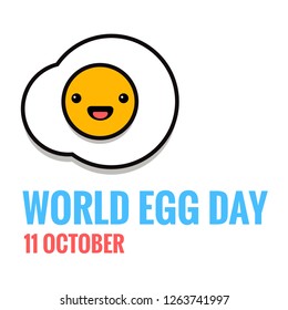 World Egg Day 11 October with Cute Fried Smiley Face Vector Illustration