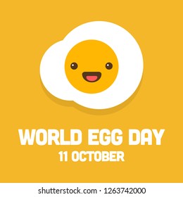 World Egg Day 11 October with Cute Fried Smiley Face Vector Illustration