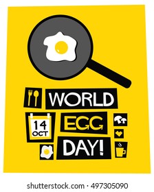 World Egg Day - 14 October (Art in Flat Style Vector Illustration Quote Poster Design)