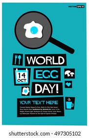 World Egg Day - 14 October (Art in Flat Style Vector Illustration Quote Poster Design)
