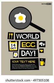 World Egg Day - 14 October (Art in Flat Style Vector Illustration Quote Poster Design)