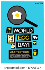 World Egg Day - 14 October (Art in Flat Style Vector Illustration Quote Poster Design)