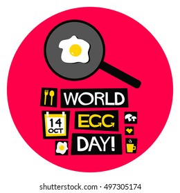 World Egg Day - 14 October (Art in Flat Style Vector Illustration Quote Poster Design)