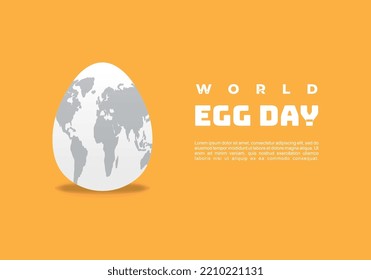 World egg day background banner poster with globe earth on orange color.