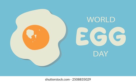 World Egg Day  banner isolated on a blue background. Egg Day poster, banner. Vector Illustration.