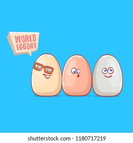 world egg day concept illustration with cute white egg cartoon kawaii character isolated on pink background.
