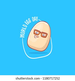 world egg day concept illustration with cute white egg cartoon kawaii character isolated on pink background.