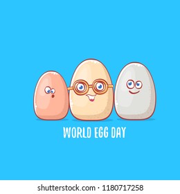 world egg day concept illustration with cute white egg cartoon kawaii character isolated on pink background.