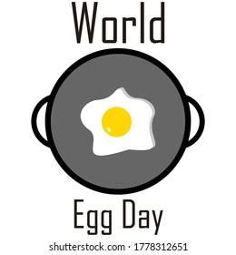 World Egg Day concept with pan and egg, vector illustration.