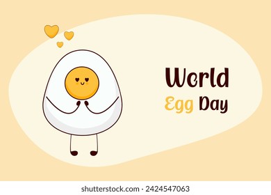 World Egg Day. Funny kawaii eggs. Fast food menu concept. Doodle cartoon style.