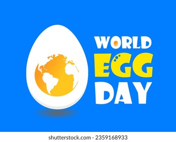 Horizontalbanner des World Egg Day einzeln auf blauem Hintergrund. Ei Day Poster, Banner. Vektorgrafik-Design.