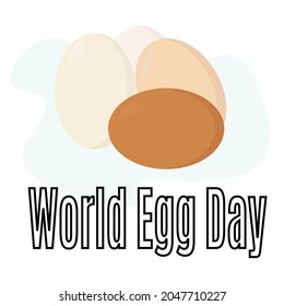 Día Mundial del Huevo, Idea para un afiche, pancarta o postal, huevos de varios colores ilustración vectorial