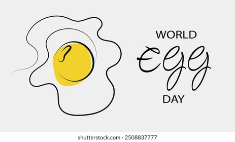 World egg day simple web banner, background. Сontinuous one line art hand drawing sketch, logo.