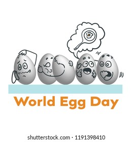 World Egg Day Vector illustration. Suitable for greeting card, poster and banner. humanized eggs with emotions