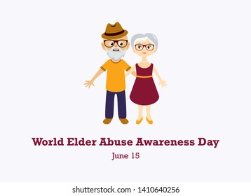 World Elder Abuse Awareness Day Vector. Elderly Couple In Love Vector. Elderly Cartoon Character. Abused Seniors Vector Illustration. Elderly Couple Icon. Important Day