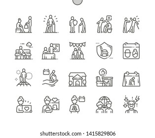 World Elder Abuse Awareness Day Well-crafted Pixel Perfect Vector Thin Line Icons 30 2x Grid for Web Graphics and Apps. Simple Minimal Pictogram svg