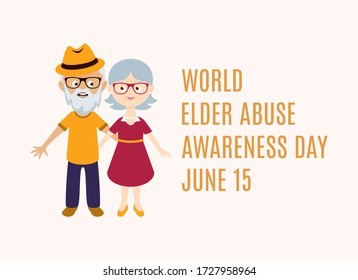 World Elder Abuse Awareness Day vector. Happy and smiling elderly senior couple vector. Happy old man and woman vector. Senior couple in love cartoon character. Grandpa and Grandma vector. Cute elder