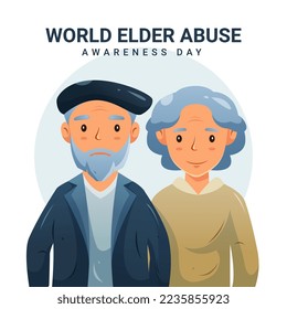 World elder abuse awareness day. Happy old man and woman vector. 