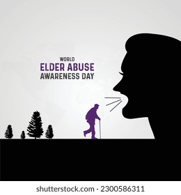 World Elder Abuse Awareness Day vector. Abused seniors vector illustration. Poster, banner vector template design. World Elder Abuse Awareness Day concept. svg