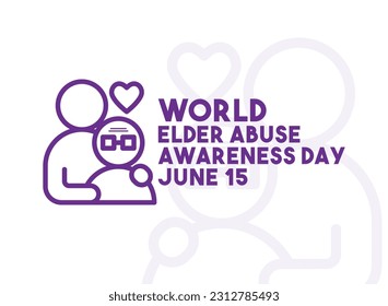 World Elder Abuse Awareness Day. June 15. Line. Outline. Love. Heart. Flat design vector. Poster, banner, card, background. Eps 10.