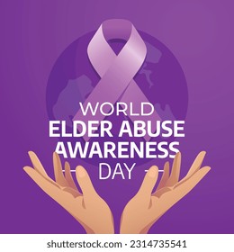 world elder abuse awareness day design template for celebration. elder abuse awareness ribbon. purple ribbon. svg