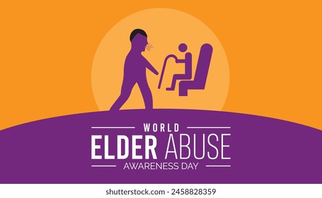 El Día Mundial de Concientización sobre el Abuso de los Ancianos se celebra cada año en junio. Plantilla para fondo, Anuncio, tarjeta, cartel con inscripción de texto.