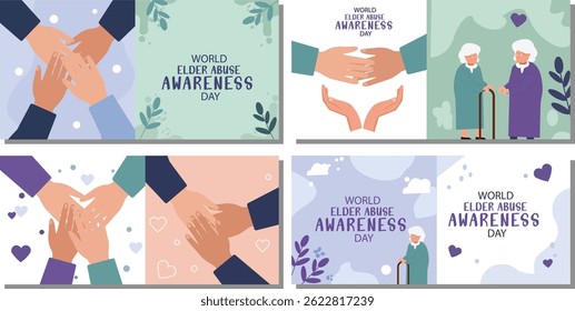 Conjunto de vetores de apoio do Dia Mundial da Sensibilização para o Abuso dos Mais Velhos