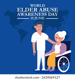 World Elder abuse awareness day is observed every year on June 15. awareness of Elder abuse. Banner poster, flyer and background design. vector illustration, eps file.
