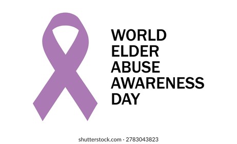 world elder abuse awareness day ribbon symbol design with purple awareness ribbon and bold typography isolated on white background for senior protection campaign