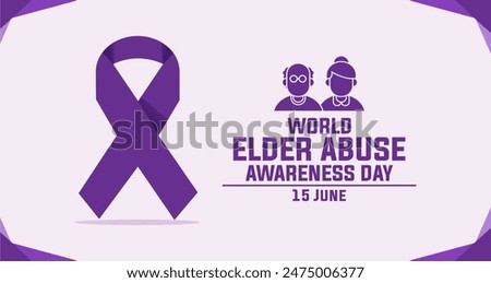 World Elder Abuse Awareness Day Poster, Banner Template. Editable Template. With Vector of
Grandparents, Purple Ribbon, and Violet Background. Stop Elder Abuse. Celebrated annually on15th June 