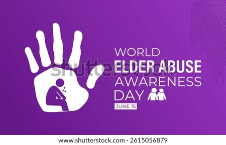 World Elder abuse awareness day is observed every year on June 15. Hand with adult man and Realistic Ribbon. It aims to Promote dignified aging through protection laws  Banner and  background design.