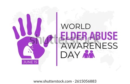 World Elder abuse awareness day is observed every year on June 15. Hand with adult man and Realistic Ribbon. It aims to Promote dignified aging through protection laws  Banner and  background design.