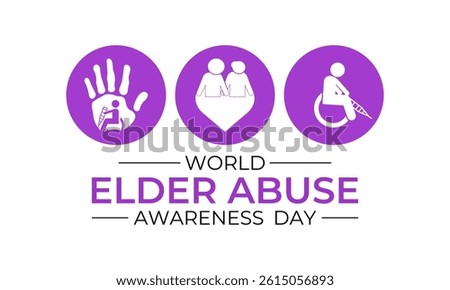 World Elder abuse awareness day is observed every year on June 15. Hand with adult man and Realistic Ribbon. It aims to Promote dignified aging through protection laws  Banner and  background design.