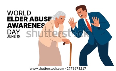 World elder abuse awareness day june 15 illustration showing mistreatment of elderly woman social issue prevention support concept design for poster banner