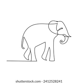 World elephant  continuous one line drawing outline vector illustration