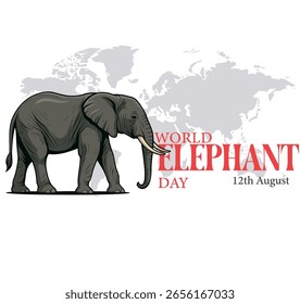World Elephant Day 12th August illustration eps 10