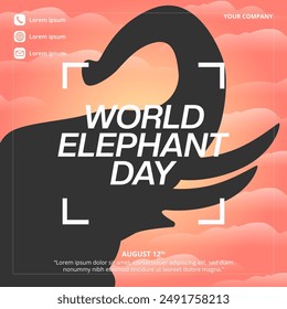 World Elephant Day background with a silhouette of an elephant