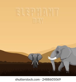 World elephant day. celebrated every year on August 12. Suitable for banner, poster, greeting card est