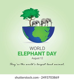 World Elephant Day Creative Ads Design. Elephant Day cartoon icon isolated on Template for background. Elephant Day Poster, vector. illustration, August 12. Important day