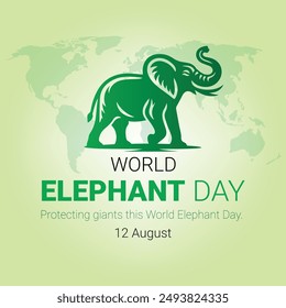 World Elephant Day Creative Ads Design. Elephant Day cartoon icon isolated on Template for background. Elephant Day Poster, vector. illustration, August 12. Important day