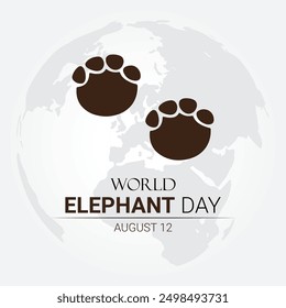 World Elephant Day Creative Ads Design. Elephant footprint icon isolated on Template for background. Elephant Day Poster, vector. illustration, August 12. Important day