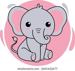 World Elephant Day. Cute cartoon baby elephant illustration for World Elephant Day celebration. Adorable animal design perfect for posters, prints, and awareness campaigns.