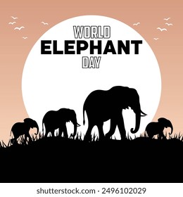 World Elephant Day. Design with elephant silhouette