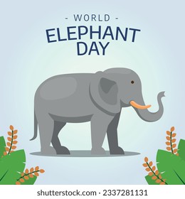 World elephant day design template for celebration. elelphant day design template for greeting. banner for world elephant day. elephant vector image. flat design. silhouette design.